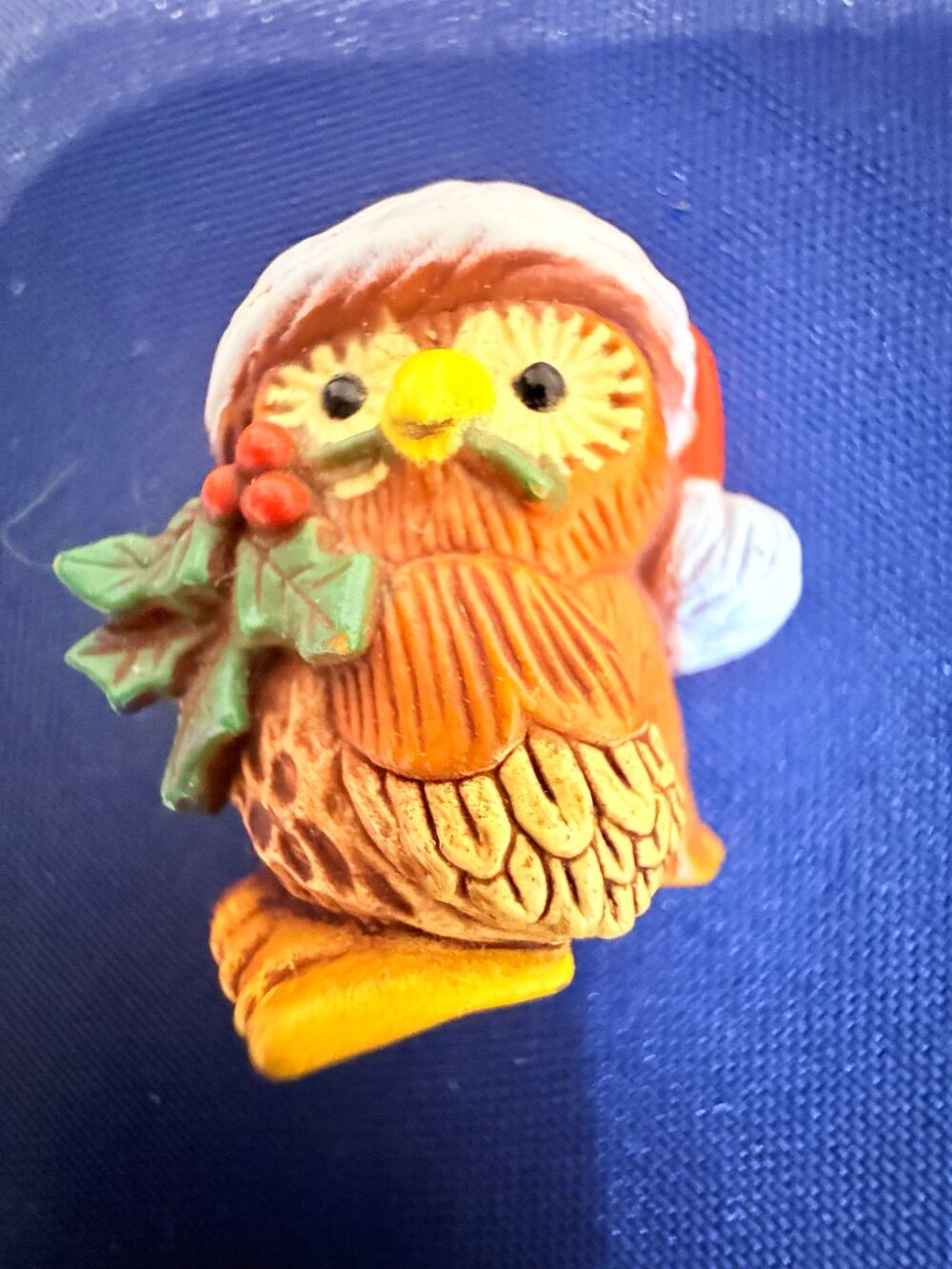 Vintage Hallmark Christmas Owl Santa Hat Brooch Pin